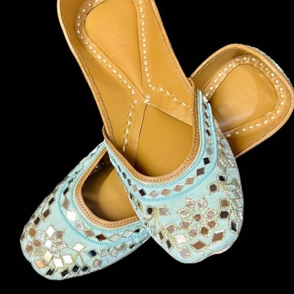 JN GOODDEALS LLC Shoes - Traditional Handmade mirror work Punjabi Jutti ( US size 7 to 9 available)
